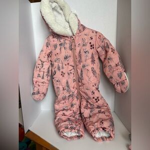 Mantaray Baby Snowsuit 12-18 Months Pink Woodland Animals Hooded